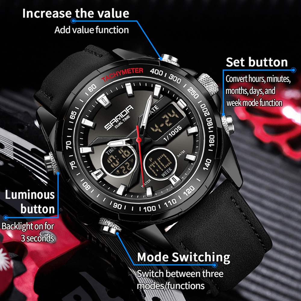 SANDA Luxury Chronograph Men W - огляд і ціна Smartwatch Military Watches For Men