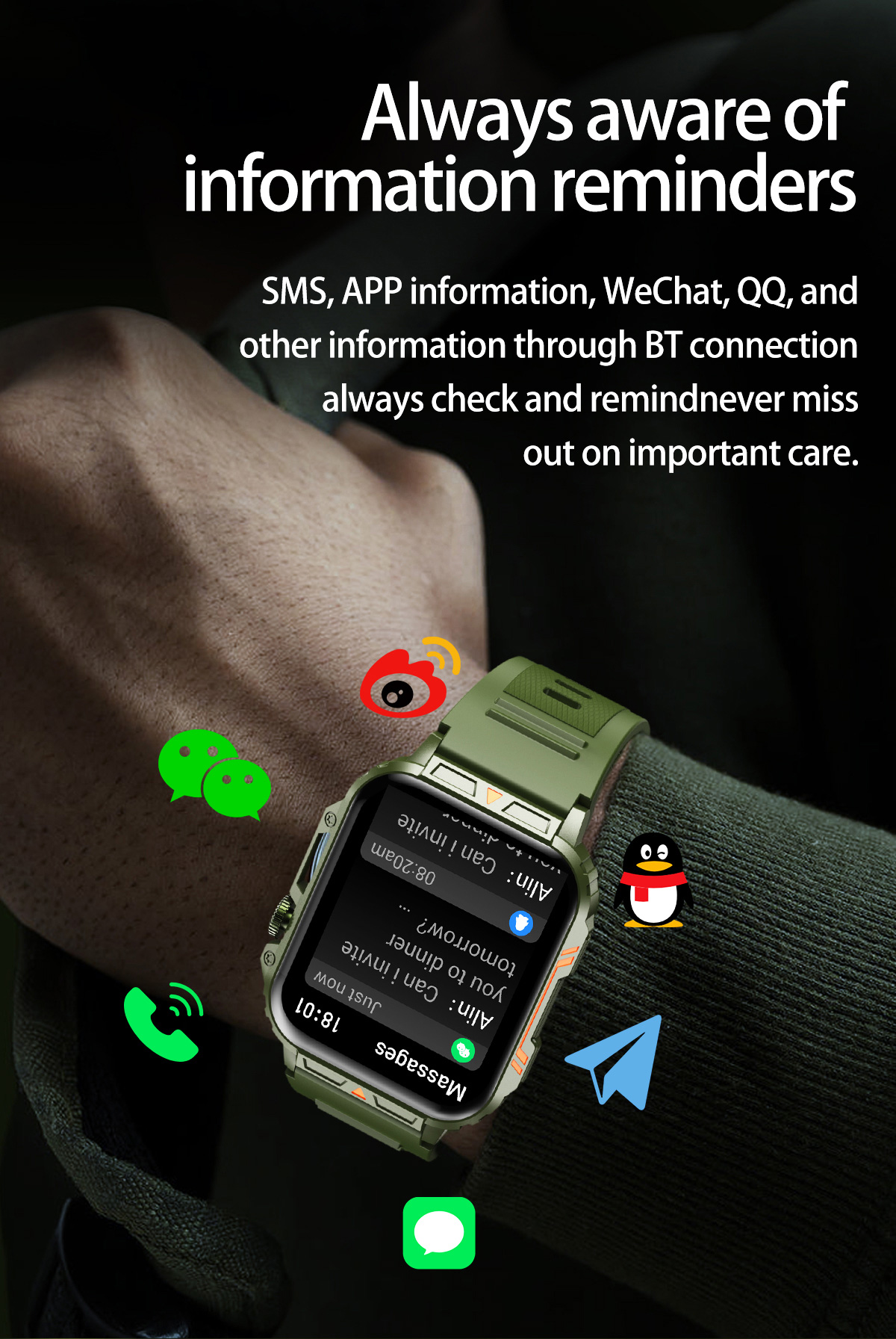 1.91 Outdoor Military Smart Wa - огляд і ціна Smartwatch Military Watches For Men